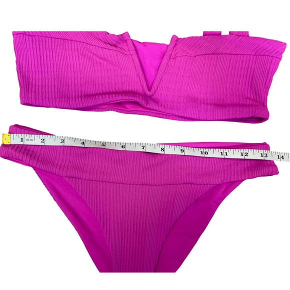L*Space Lee Lee Bikini Set Bright Pink Ribbed Barbiecore Two Piece Swim Medium - Picture 9 of 15